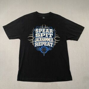 WWE Bill Goldberg Shirt Mens Large L Black Spear Spit Jackhammer Repeat Graphic